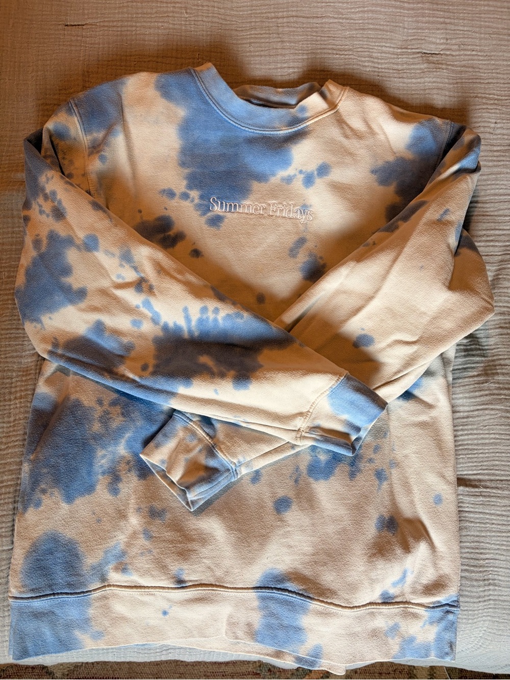 Summer Fridays Blue & Cream Tie-Dye Crewneck Sweatshirt